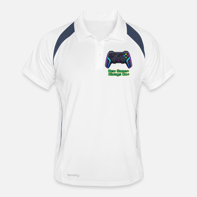 Neon Pixel Controller New Game Plus - Men's Polo breathable - white/navy