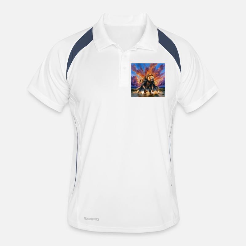 Lion Warrior with Armor and Cape Men's Polo breathable