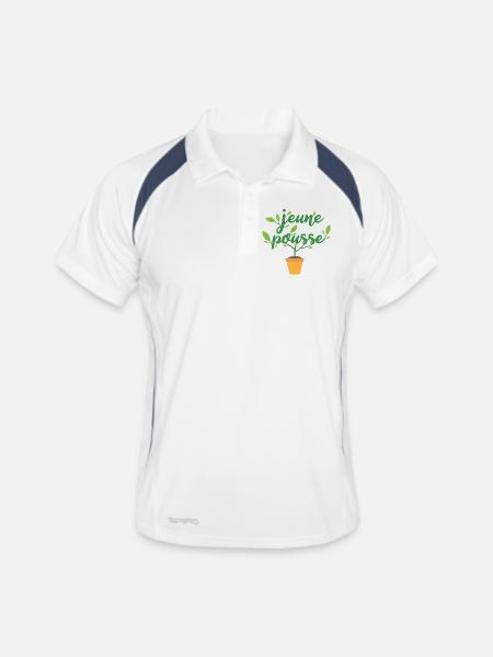 jeune pousse - Polo respirant Homme - blanc/marine - Devant