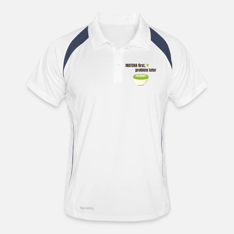 Matcha first, problem later - Men's Polo breathable - white/navy