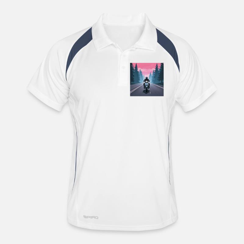 Motorcyclists in the forest Men's Polo breathable