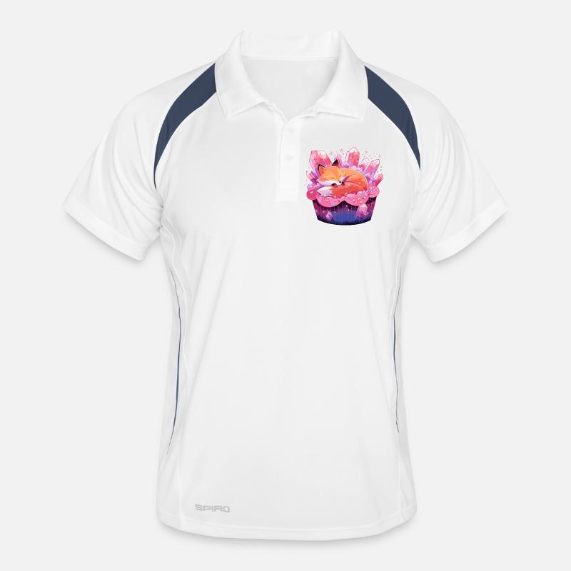 Sleeping fox in crystal cake Men's Polo breathable