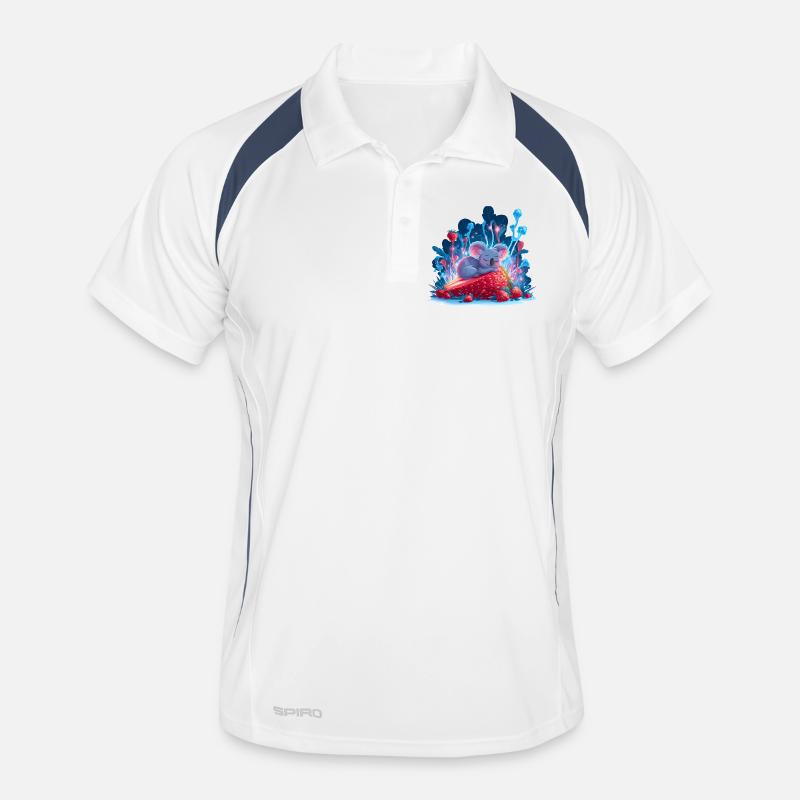 Koala endormi sur une forêt de néons de fraises Polo respirant Homme