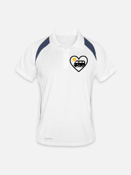 Vanlife Heart Van Travel Road Adventure - Men's Polo breathable - white/navy - Front
