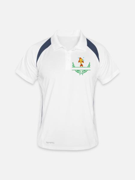 Fish Laurel Wreath with Namespace - Men's Polo breathable - white/navy - Front