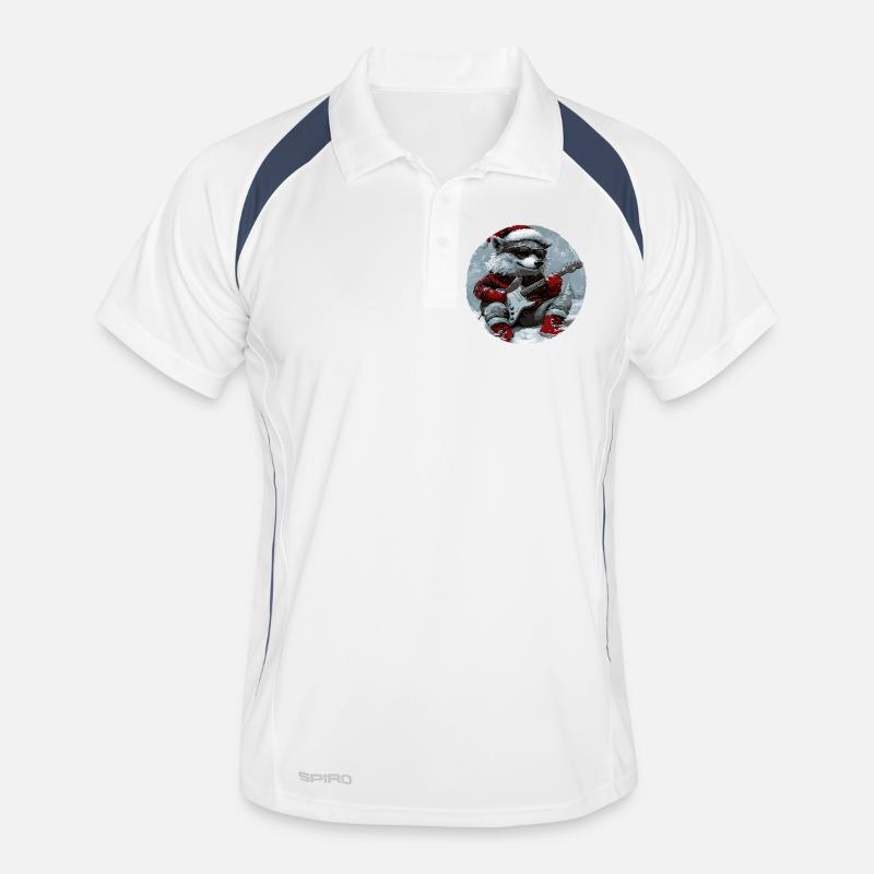 Wolf Christmas Guitar Men's Polo breathable