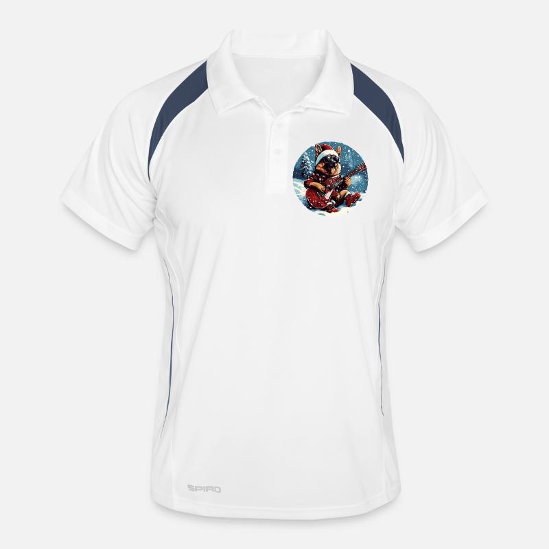 German Shepherd Dog Christmas Guitar Men's Polo breathable