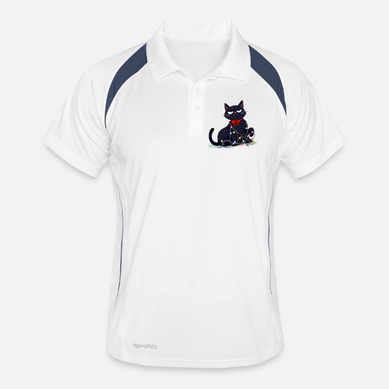 Funny grim cat Christmas Men's Polo breathable