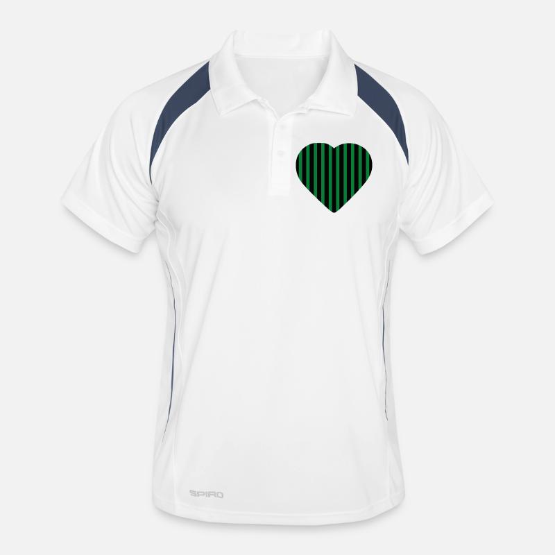 Cœur rayé vert contre noir vert-noir Polo respirant Homme