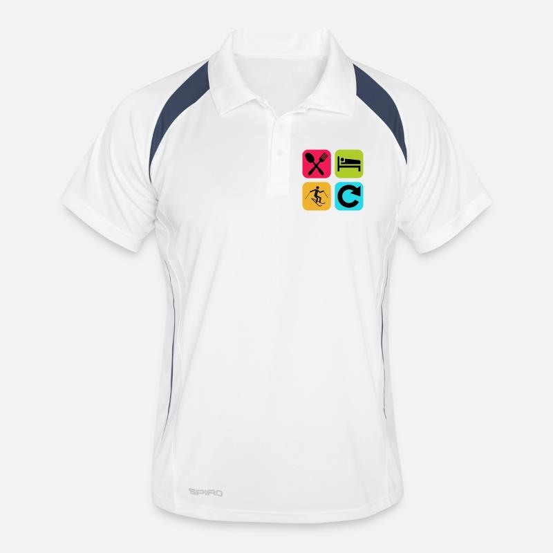 Eat Sleep Skiing Repeat Funny Quote Snow Men's Polo breathable