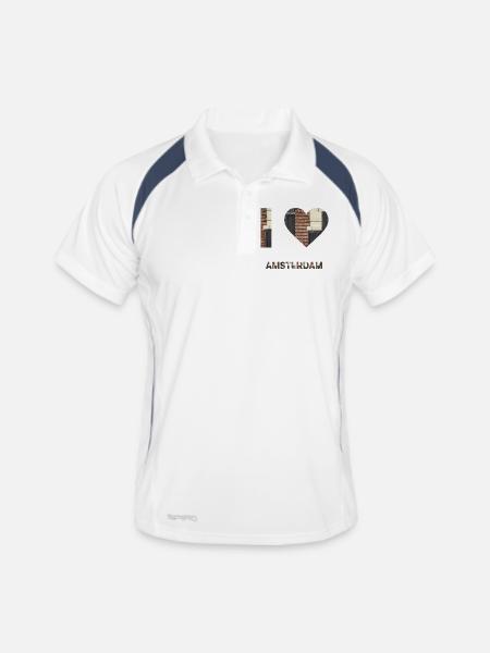 Amsterdam Brick Heart Emblem Tee - Men's Polo breathable - white/navy - Front