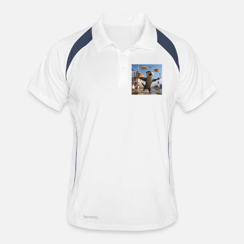 Funny Otter with Pancake Chaos Design Men's Polo breathable
