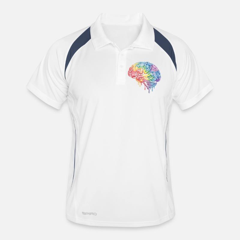 Regenbogenhirn Farbverlauf Druckdesign Männer Polo atmungsaktiv