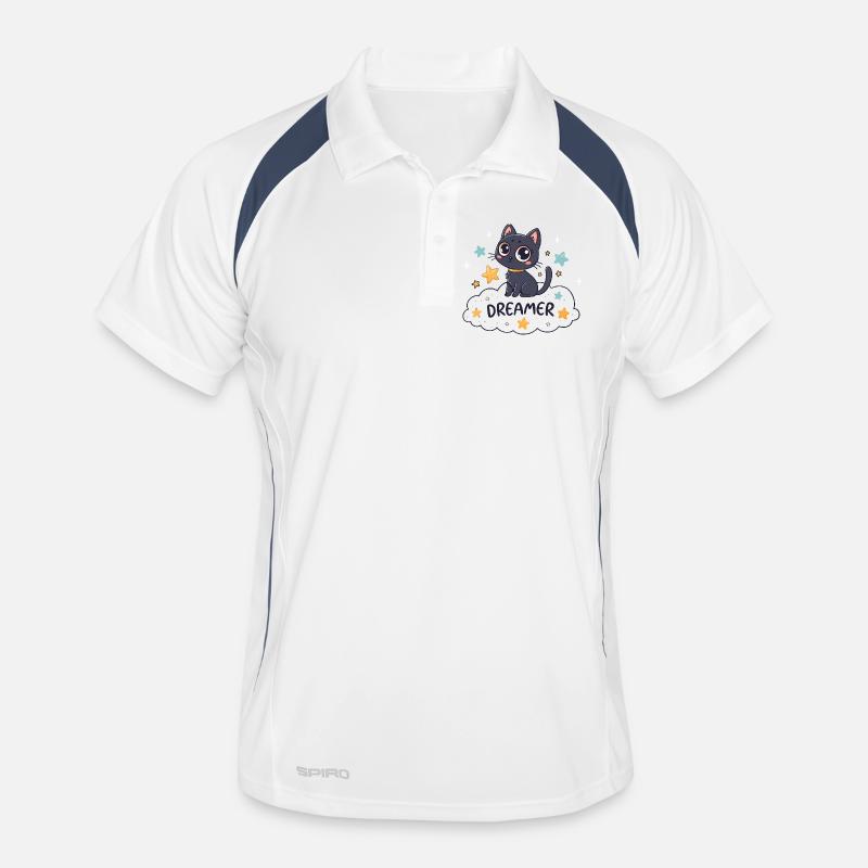 Chat rêveur étoilé sur nuage Polo respirant Homme