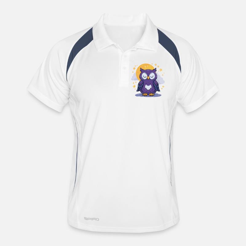 Mondnacht Eule - Männer Polo atmungsaktiv - Weiß/Navy