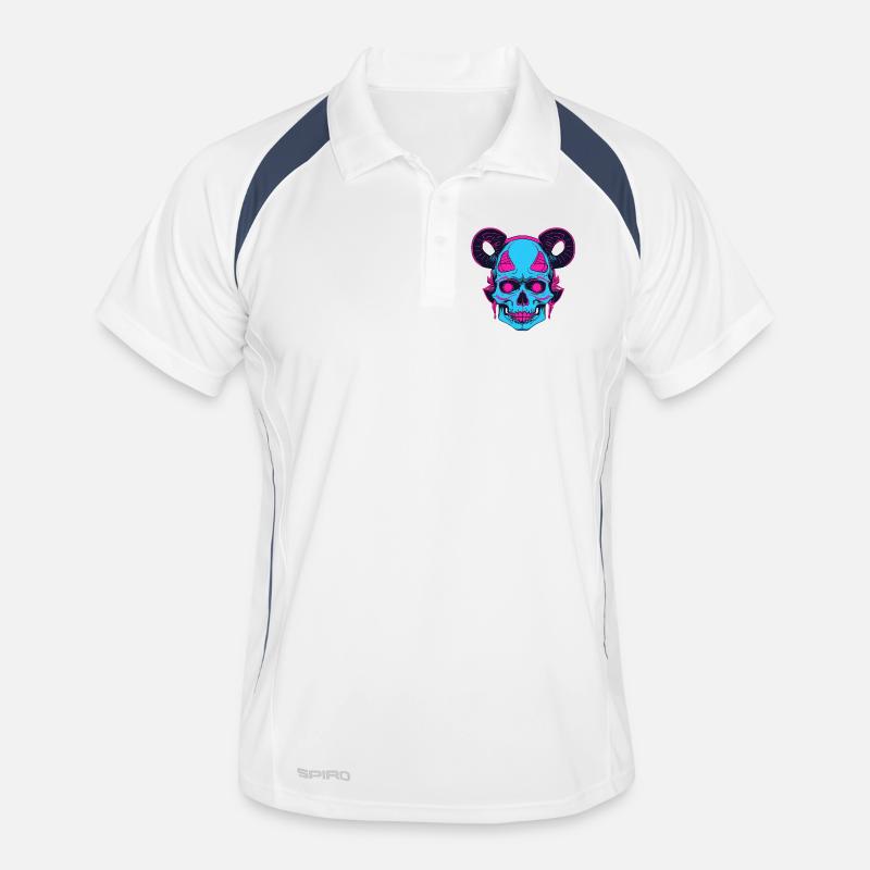 Neon Schädel mit Ramshorn Männer Polo atmungsaktiv