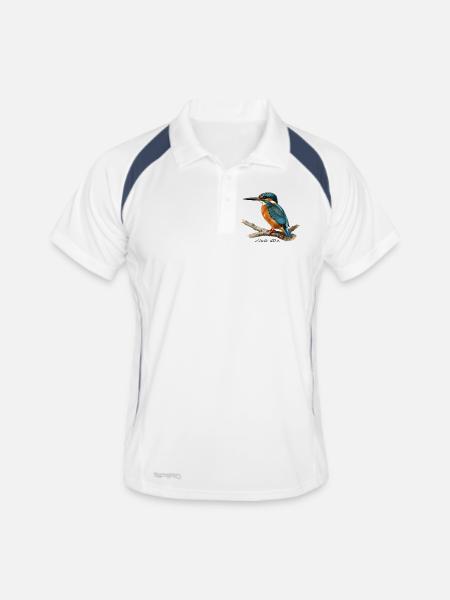 Colorful Kingfisher on Branch - Men's Polo breathable - white/navy - Front