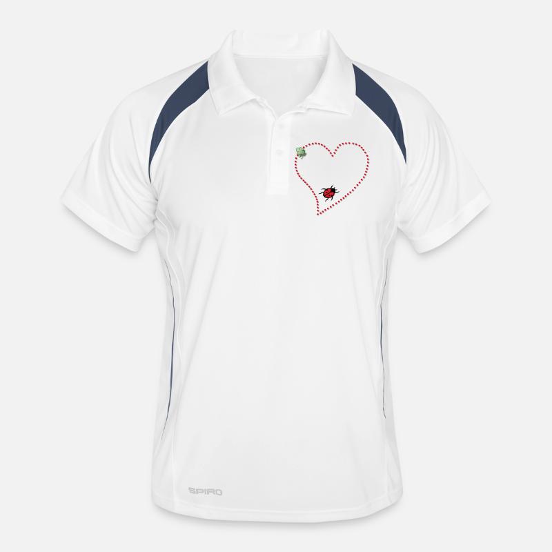 Cœur avec trèfle et coccinelle Polo respirant Homme