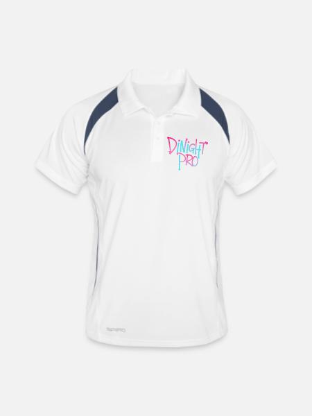 Dinight Pro Neon Gradient - Männer Polo atmungsaktiv - Weiß/Navy