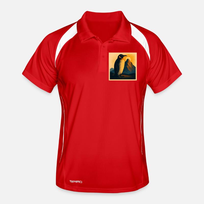 Sun penguin at the mountain panorama Men's Polo breathable