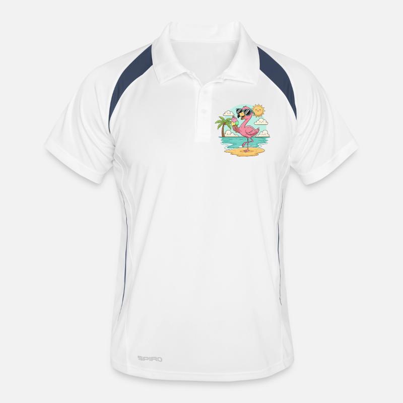Flamingo am Strand mit Eis & Sonne Men's Polo breathable