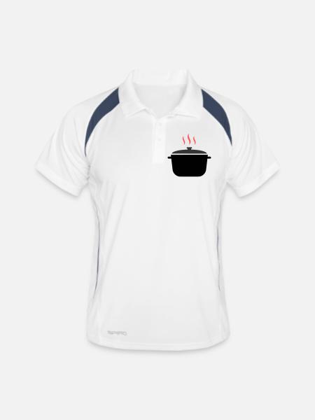Kochtopf Dampf Kochen - Männer Polo atmungsaktiv - Weiß/Navy - Vorne