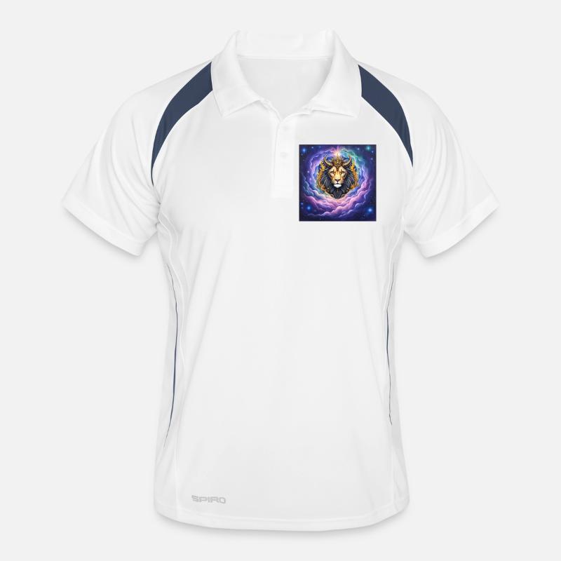 Celestial Lion with Golden Crown Men's Polo breathable