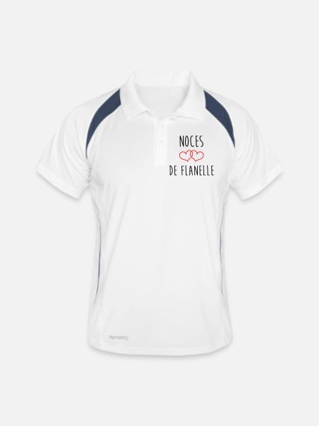 Noces de flanelle – 43 ans de mariage - Polo respirant Homme - blanc/marine - Devant