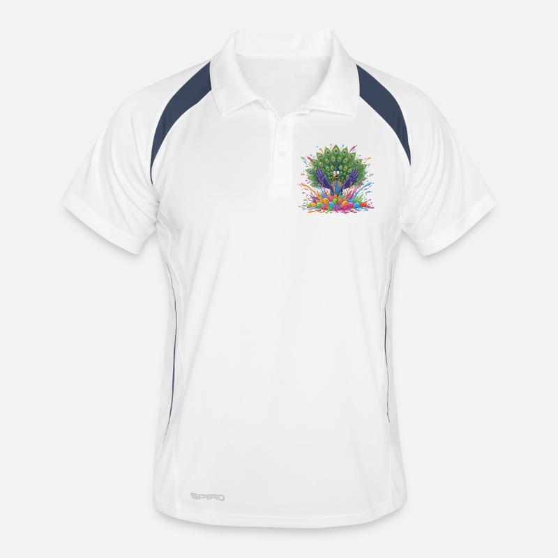 Peacock with Paint Slingshot Panorama Men's Polo breathable
