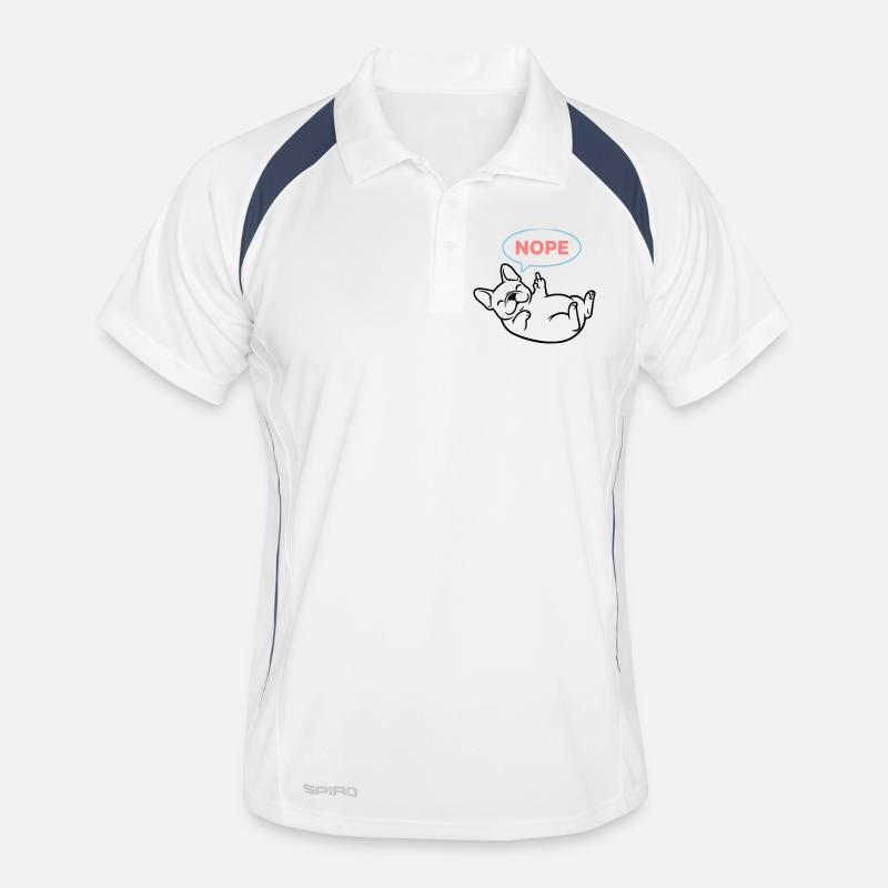Frenchie Hund Nope Comic Bunt - Männer Polo atmungsaktiv - Weiß/Navy