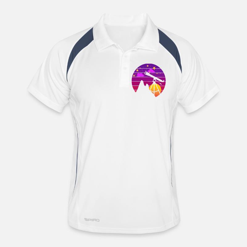 Retro Astronomy Telescope Sunset Men's Polo breathable