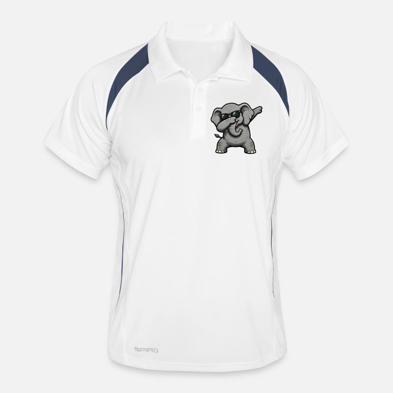 Dabbing Elefant - Männer Polo atmungsaktiv - Weiß/Navy