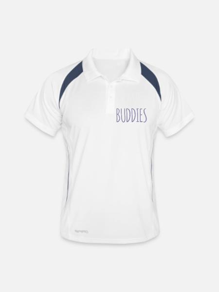Reisefreunde - Männer Polo atmungsaktiv - Weiß/Navy - Vorne