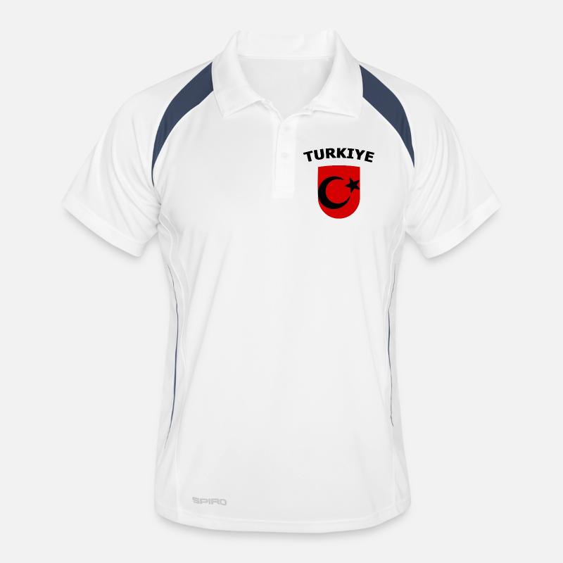 Red Turkey Shield Emblem Crescent Moon Star Men's Polo breathable