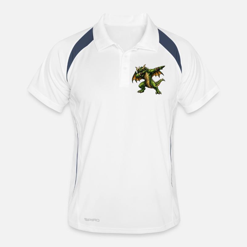 Ernsthafter Dabbing Drache - Männer Polo atmungsaktiv - Weiß/Navy