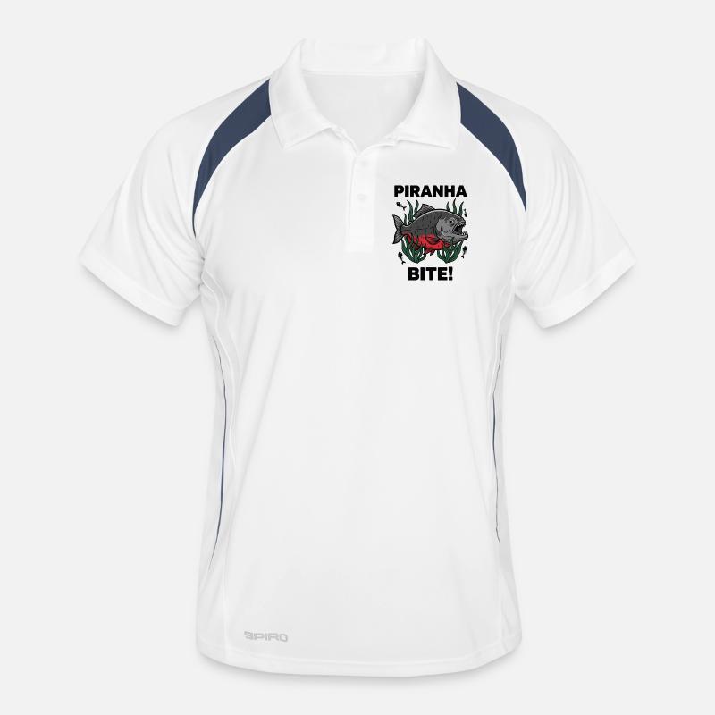 Red Piranha Bite Bite Fish - Men's Polo breathable - white/navy