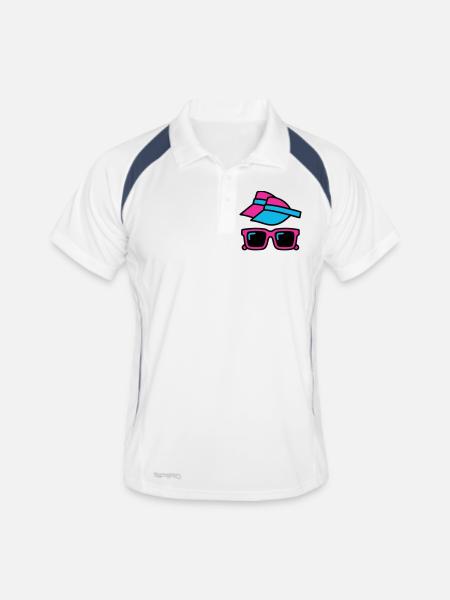 Ensemble de lunettes pare-soleil des années 80 - Polo respirant Homme - blanc/marine - Devant