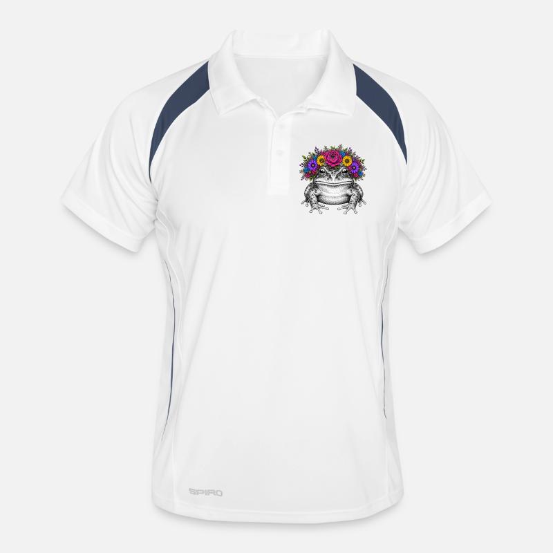 Frosch mit Blütenkrone Männer Polo atmungsaktiv