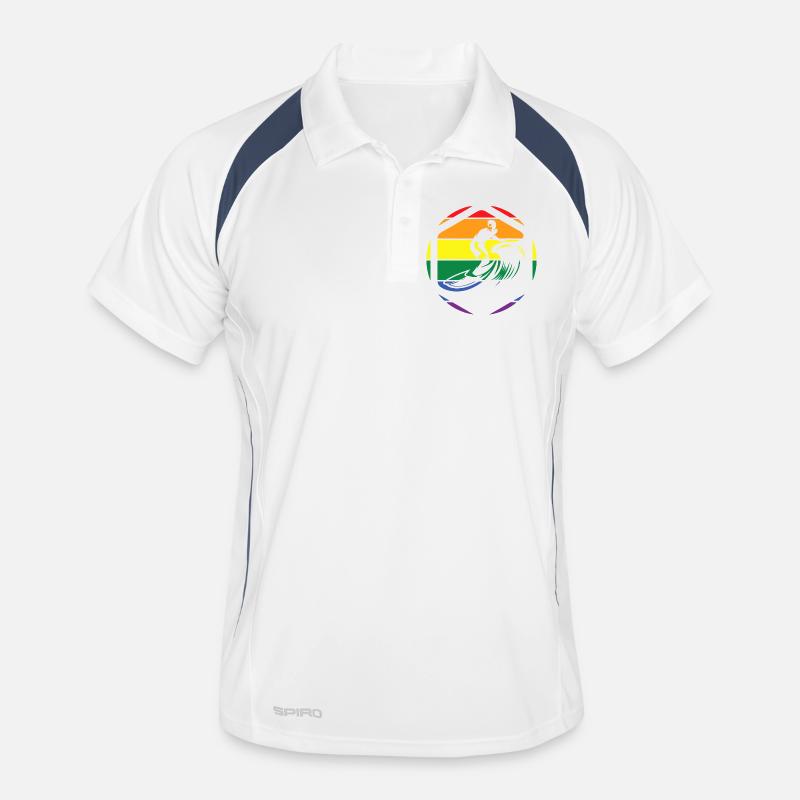 Rainbow Wave Surfer Circle Männer Polo atmungsaktiv