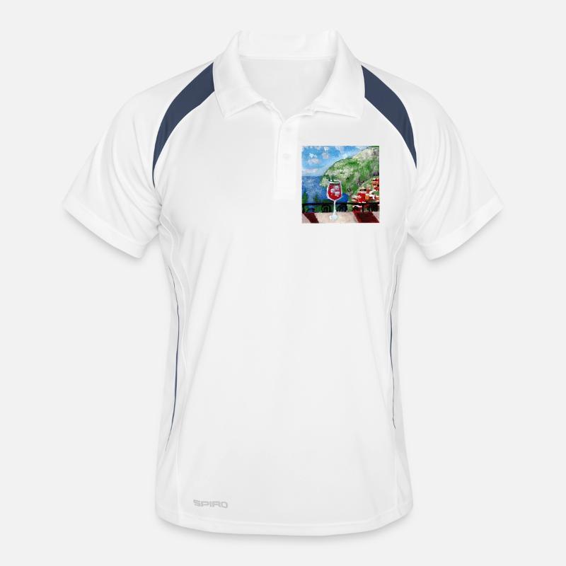 Meerblick_Ölgemälde_mit_cocktail - Men's Polo breathable - white/navy