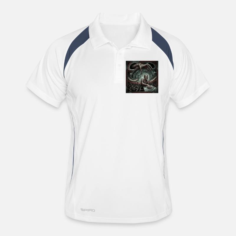 Kontrollstränge - Männer Polo atmungsaktiv - Weiß/Navy