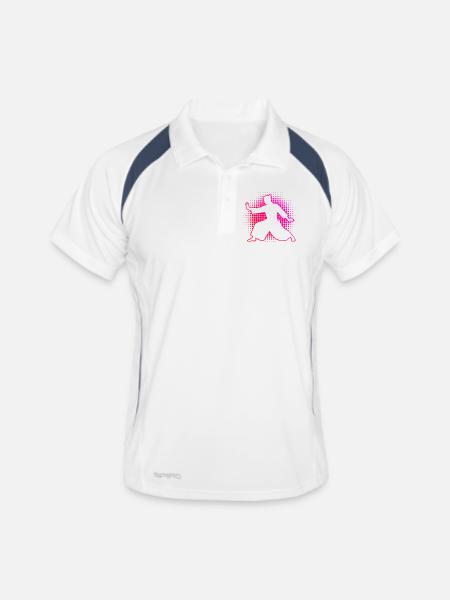 Cadeau d’autodéfense pour l’étudiant en Aïkido - Polo respirant Homme - blanc/marine - Devant