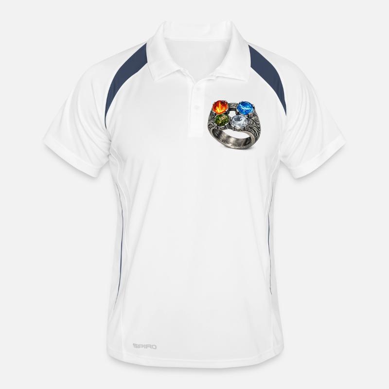 Four Elements Ring with Gemstones - Men's Polo breathable - white/navy