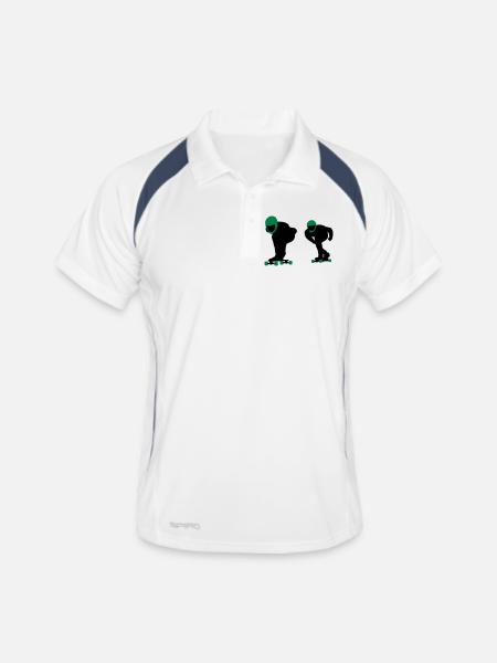 Longboard - Männer Polo atmungsaktiv - Weiß/Navy - Vorne