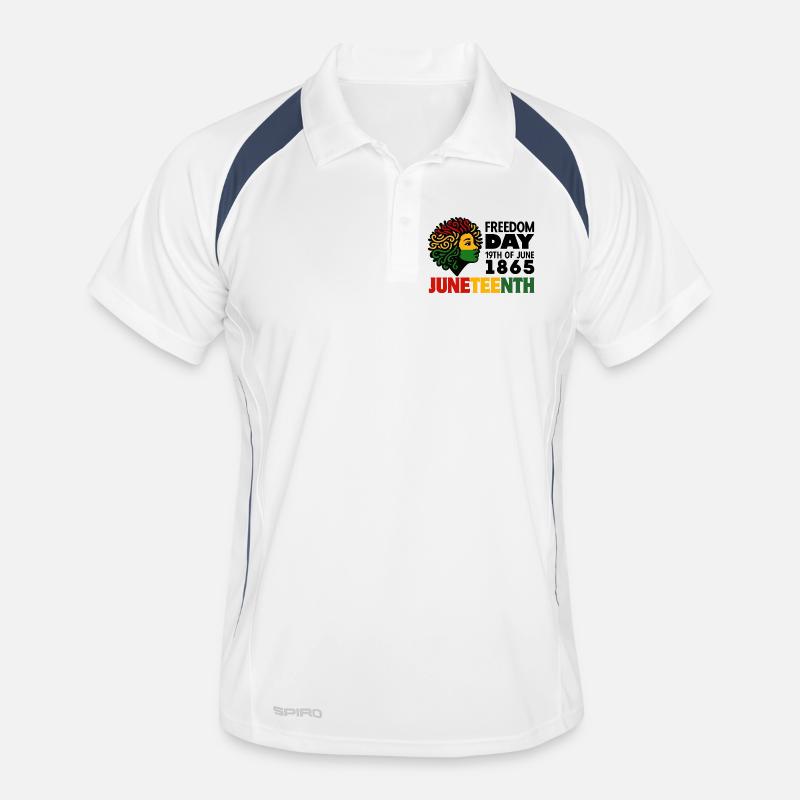 Juneteenth - Männer Polo atmungsaktiv - Weiß/Navy