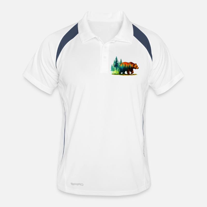 Ours Forêt Réflexion Randonnée Nature sauvage Polo respirant Homme