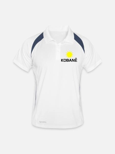 Kobane_Kurdistan_Sonne - Polo respirant Homme - blanc/marine - Devant