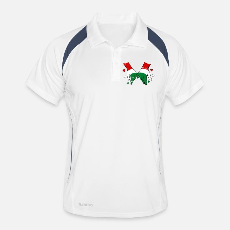 Hungary flag holding hands used Men's Polo breathable