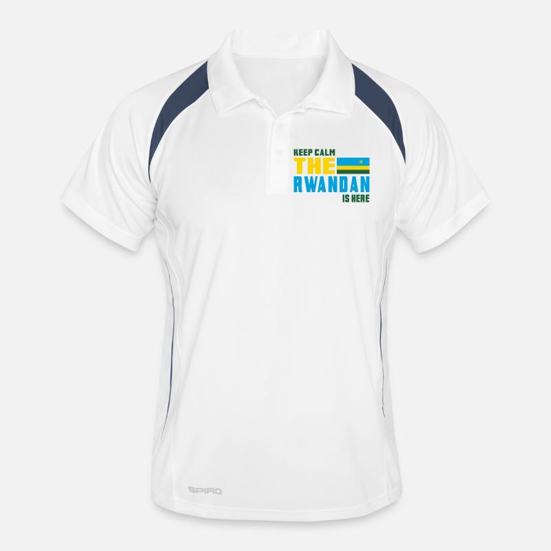 Design drapeau Rwanda Keep Calm Polo respirant Homme