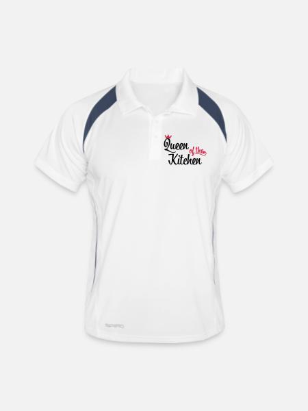 Lustige Weihnachtsgeschenke für Frauen die kochen - Männer Polo atmungsaktiv - Weiß/Navy - Vorne